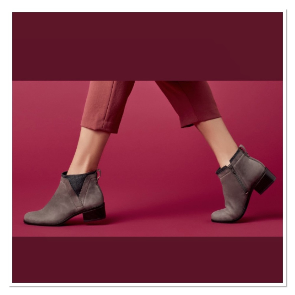 VIONIC "Joslyn" Grey Leather/Wool Ankle Boot